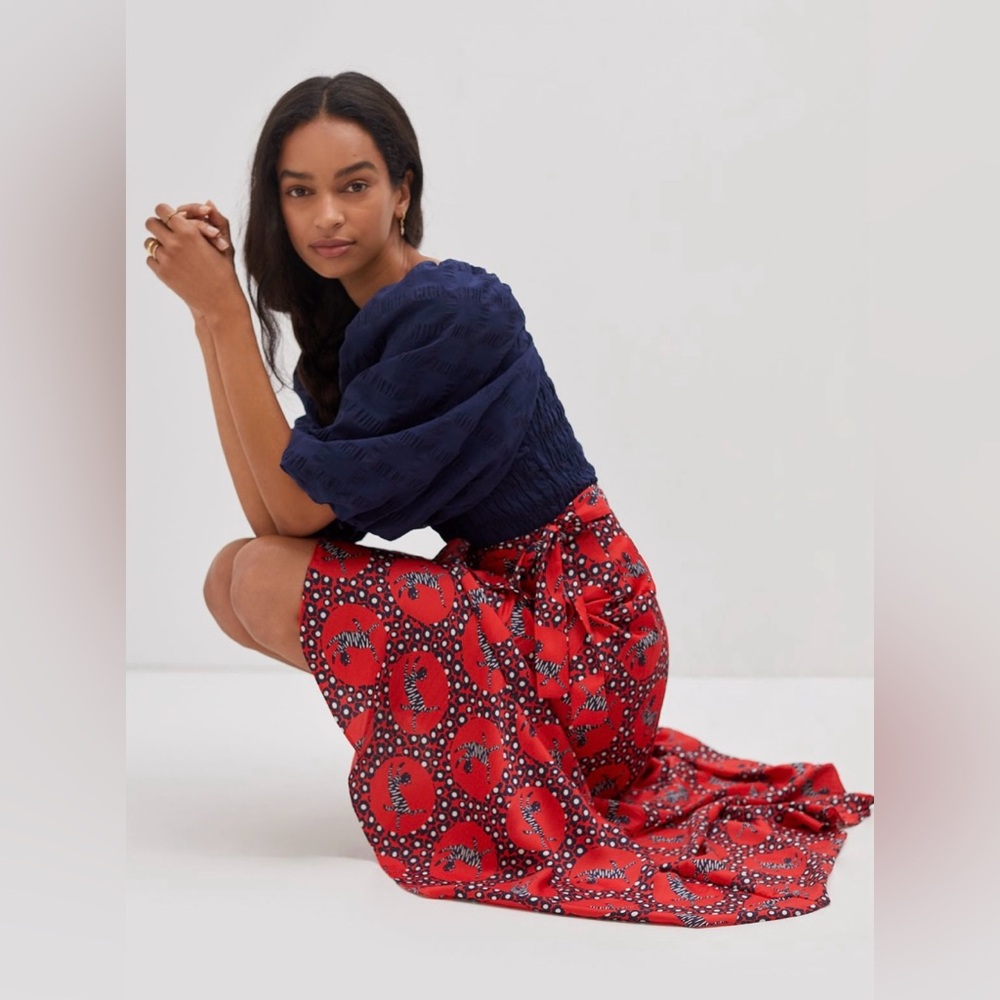 Anthropologie Liv Lee Ruffled Wrap Maxi Skirt